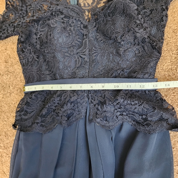 Jenny Packham Long-Sleeve Illusion Back Dress In Midnight Style JP1011 Size 4 - Picture 8 of 8